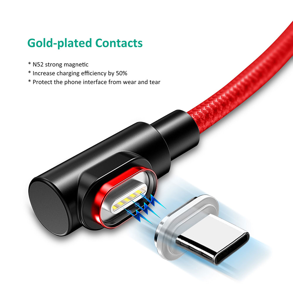 KMC-004 5V 3A Type C Mico Android Mobile Phone Charger Cable 90 Degree Game Magnetic USB Cable