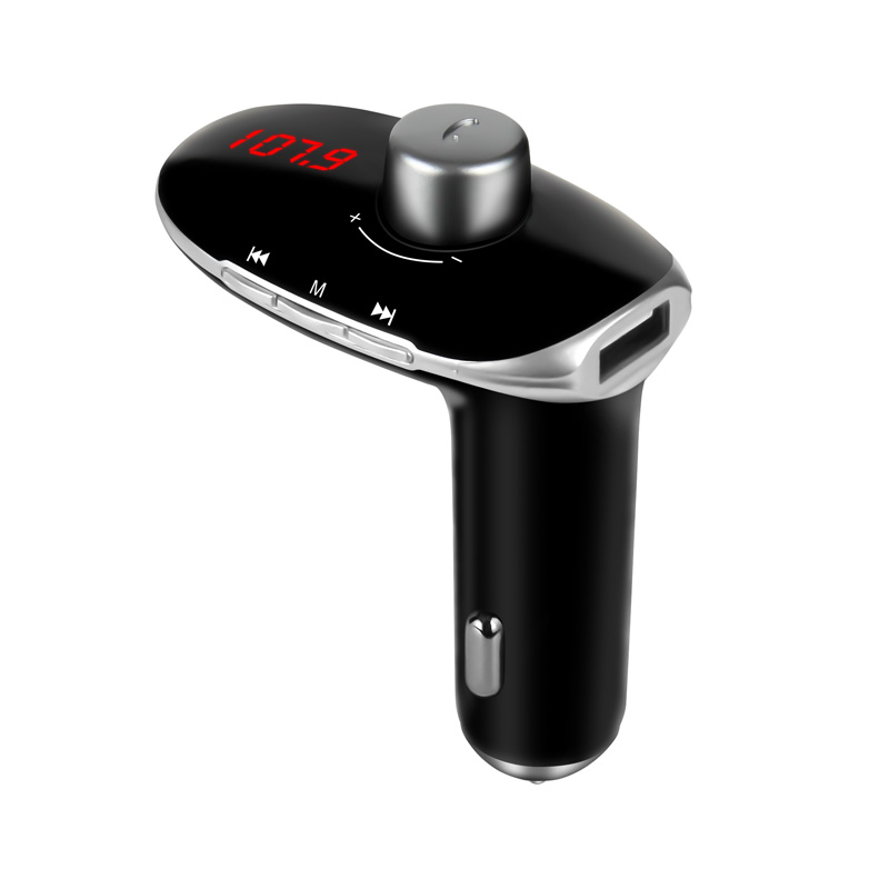 Bluetooth FM Transmitter Hands Free Calling Car Charger Supports USB Flash Drive/Micro SD Card Led Display