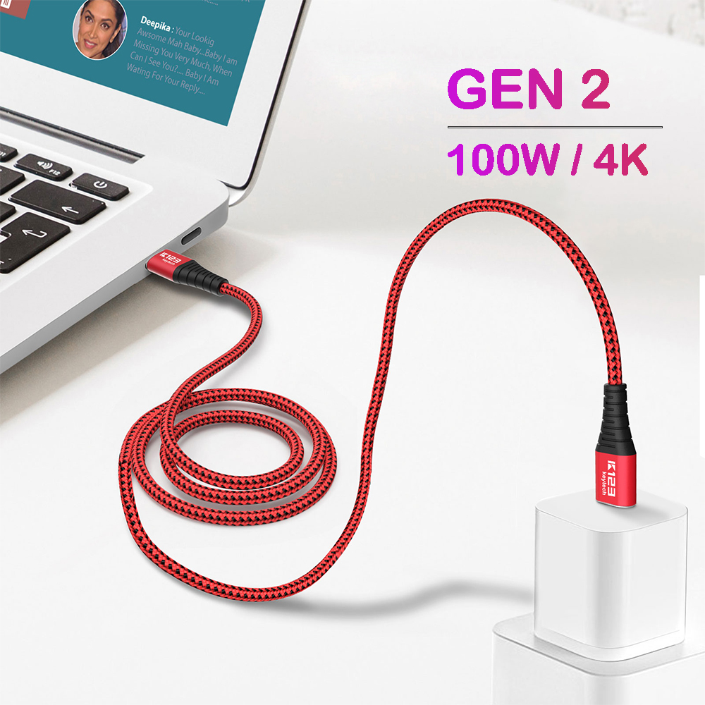 KCC019 USB 3.1 C To C Gen2 Cable 10 Gbps with 4K Video and 100W Power Delivery for MacBook
