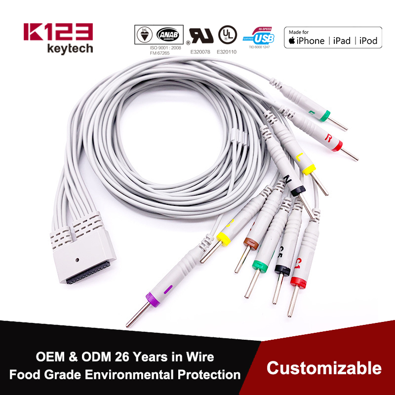 Compatible One Piece Lead ECG Cable Lead Wire 12 Lead ECG medical wire