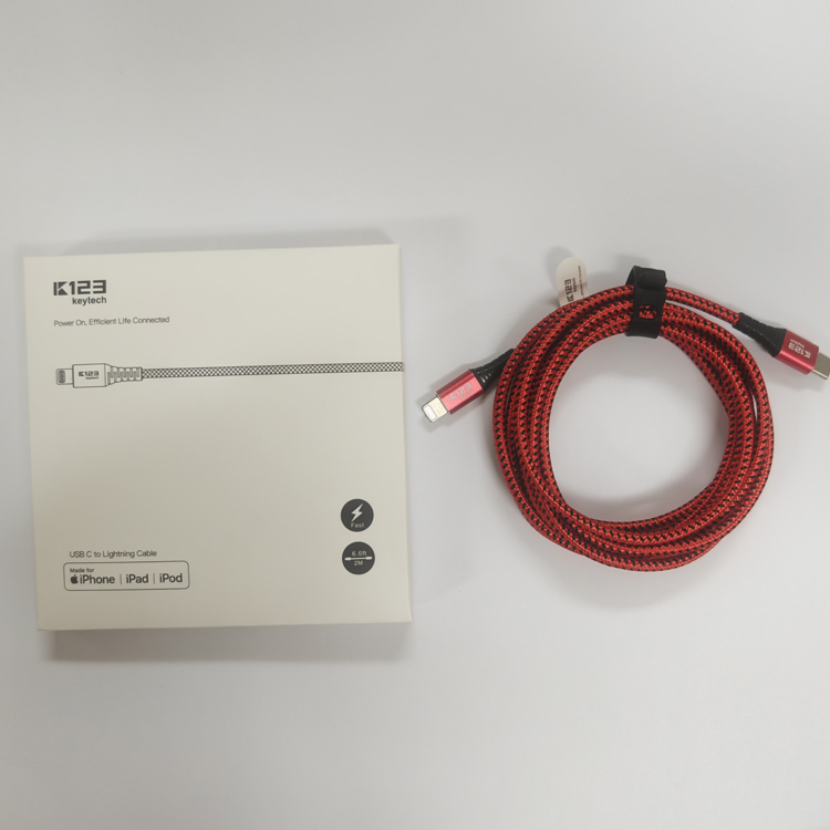 2M/1M Apple Lightning Charger Data Cable MFi Certifed Nylon Braided 3A C94 Connector