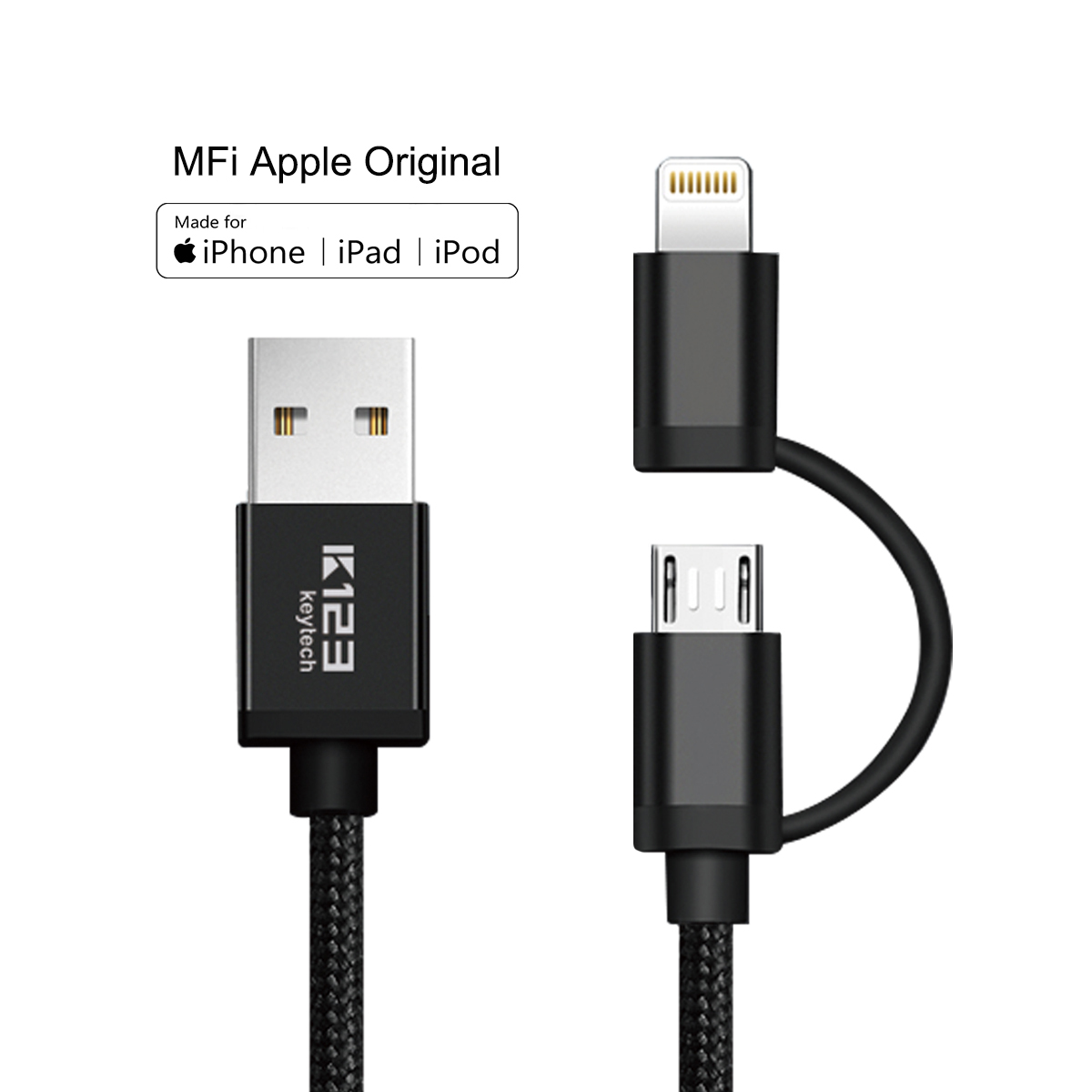 KAL007 IPhone Charger Data Cable Android / Iphone Universal Mobile Phone Cables Usb 2 In 1
